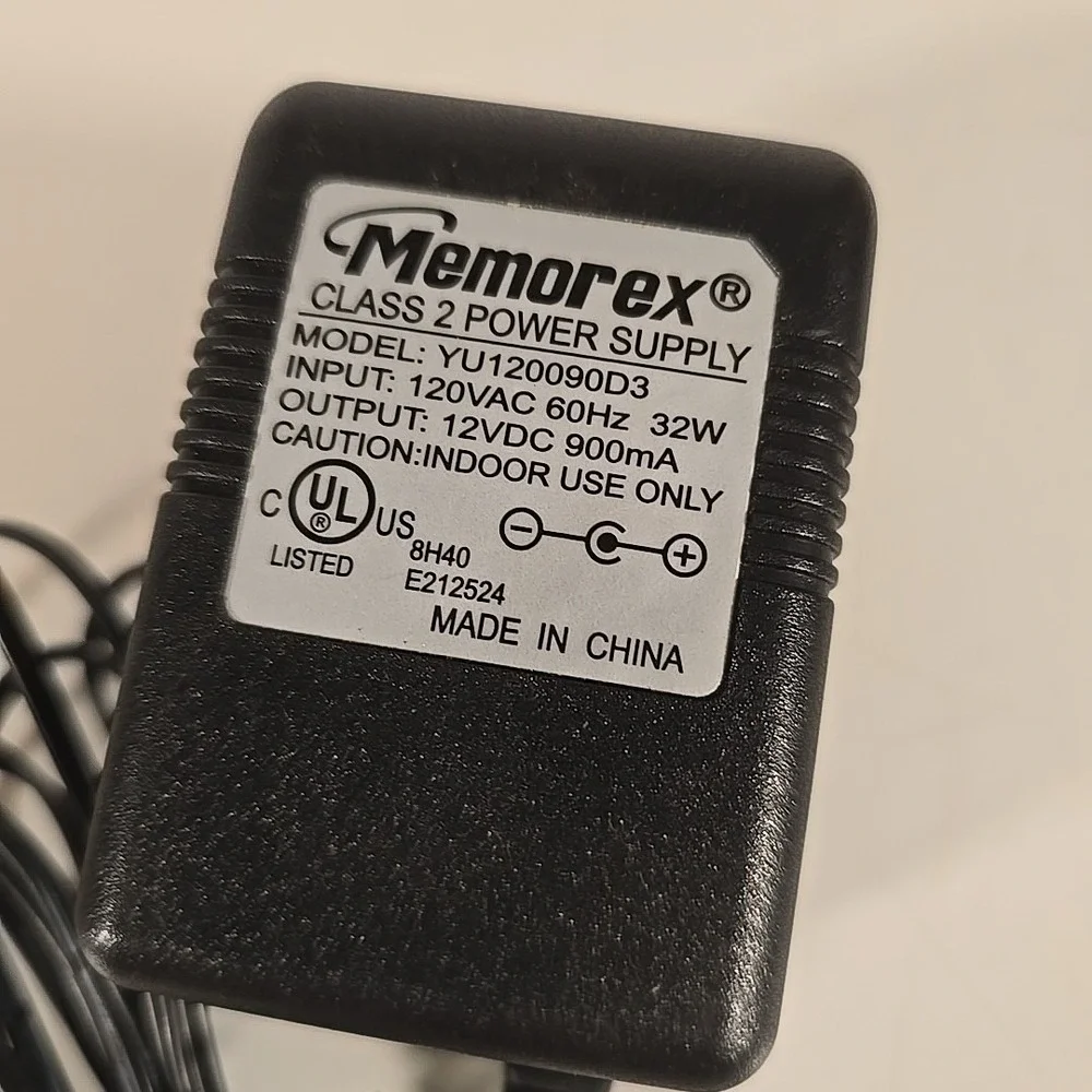 Memorex (YU120090D3) Heavy Duty AC Power Supply Charger Adapter (12VDC 900Ma)‎